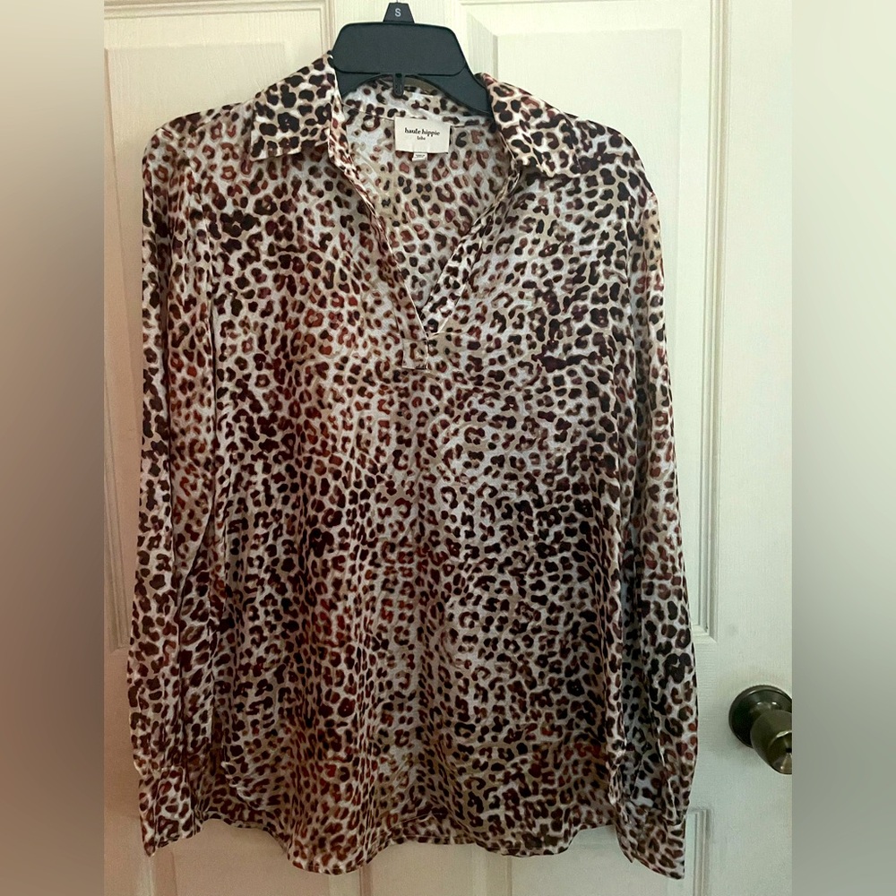Animal print long sleeve blouse